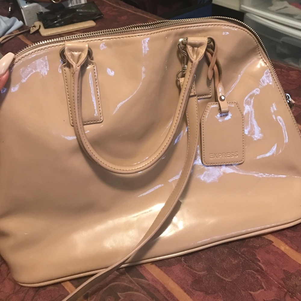 Express Cream Faux Leather Handbag