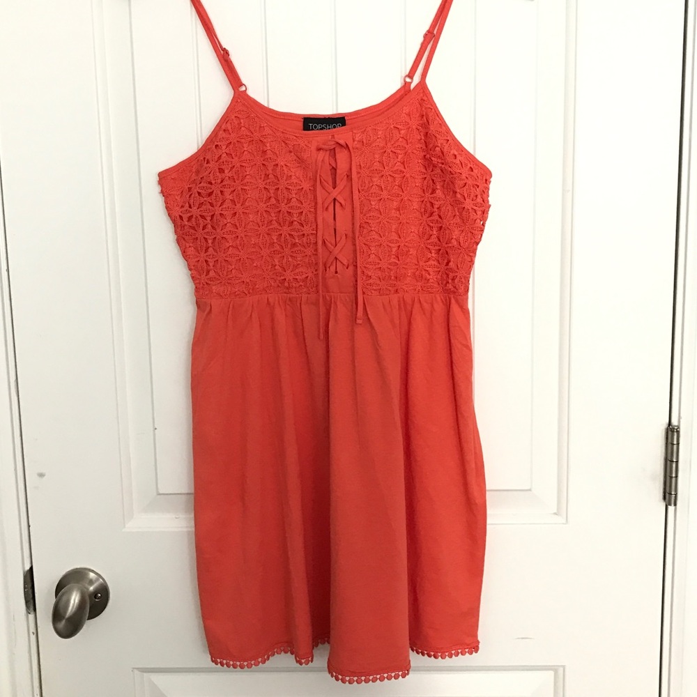 Topshop Crochet Lace-Up Sundress - Picture 2 of 8