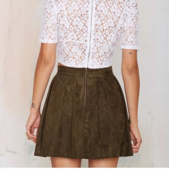 Green Suede Skirt - Picture 2 of 6