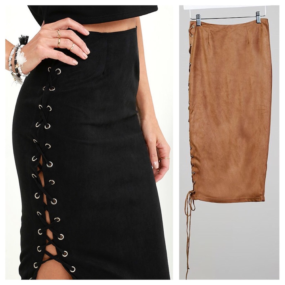 LAST 3 // Carmel Lace Up Skirt