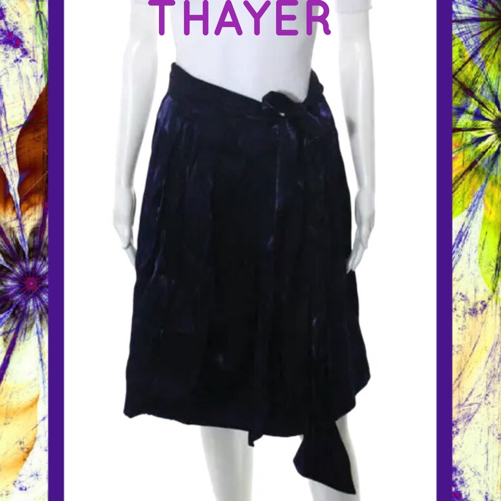 THAYER DarkPurple Velvety Metallic Tie Waist Skirt
