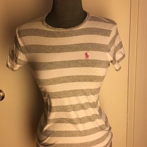 Grey and White Stripe Ralph Lauren Tee