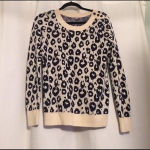 Cream and blue leopard sweater
