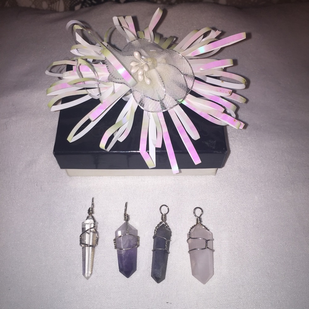 Set of 4 jewel/rock/gem crystal pendants