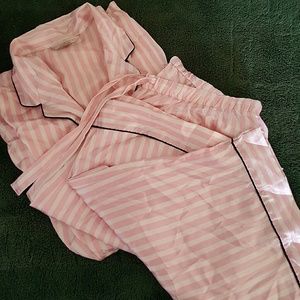 VS signature stripe satin pajama set