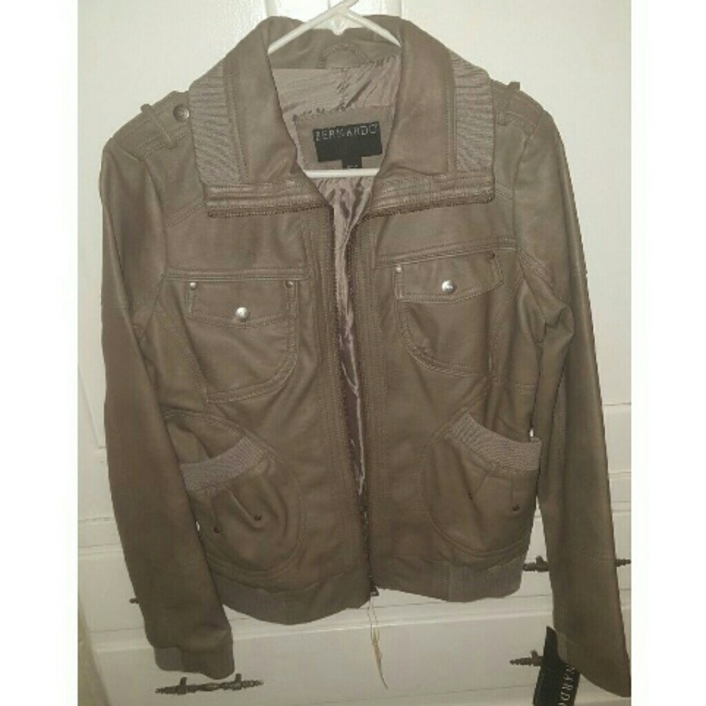 Faux leather taup/grey jacket