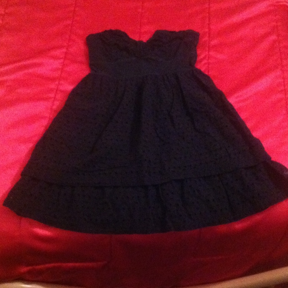 Navy strapless dress