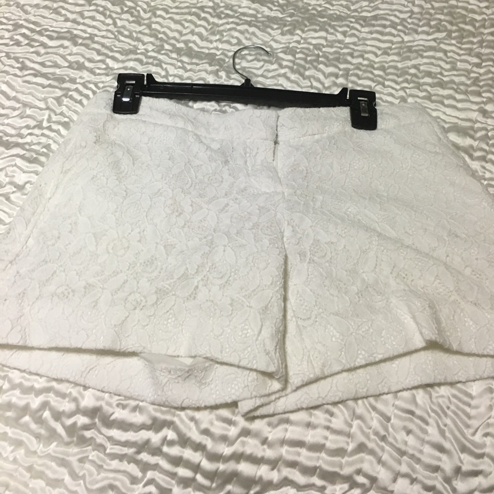 White lace shorts