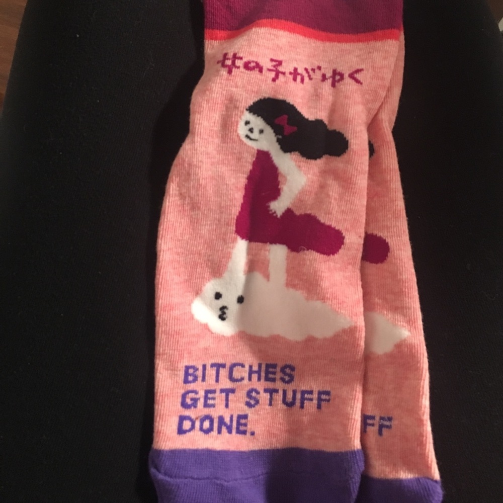 Feminist socks "bitches get stufff done"