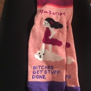 Feminist socks "bitches get stufff done"