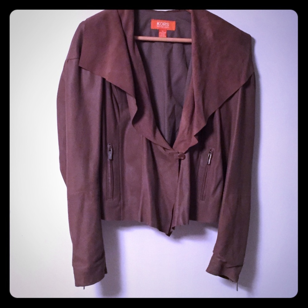 Michael Kors buttery soft collared leather jacket