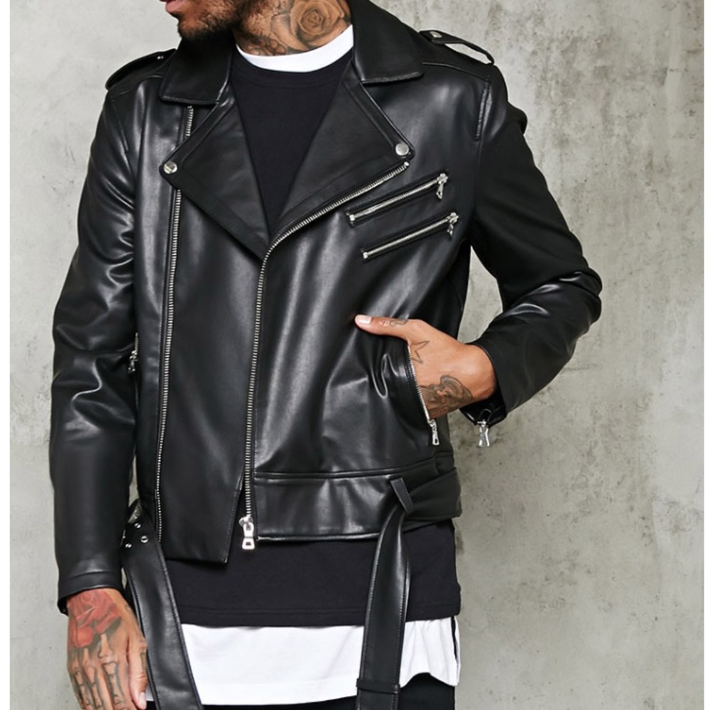 Men's Forever 21 Faux Leather Moto Jacket