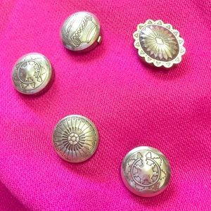 Rare Sterling silver button covers (5)