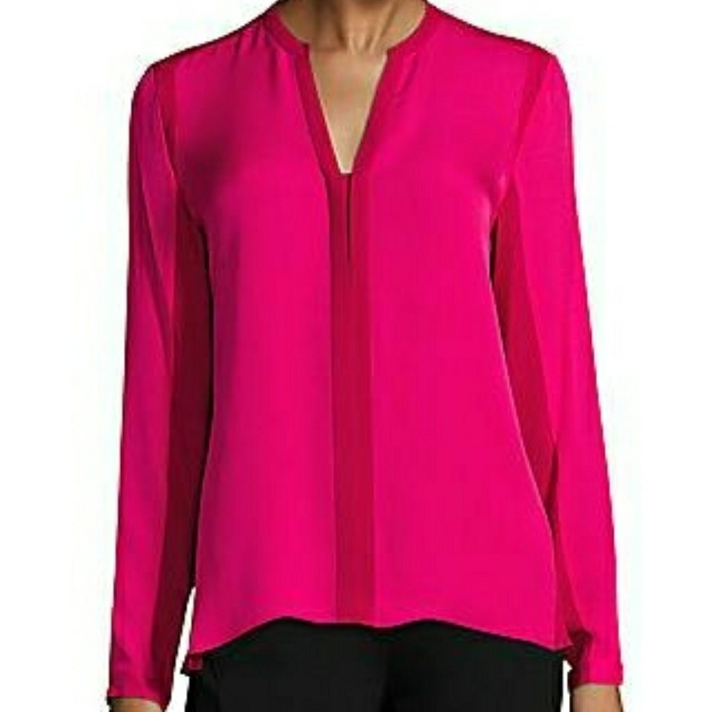 Elie Tahari silk long sleeve top