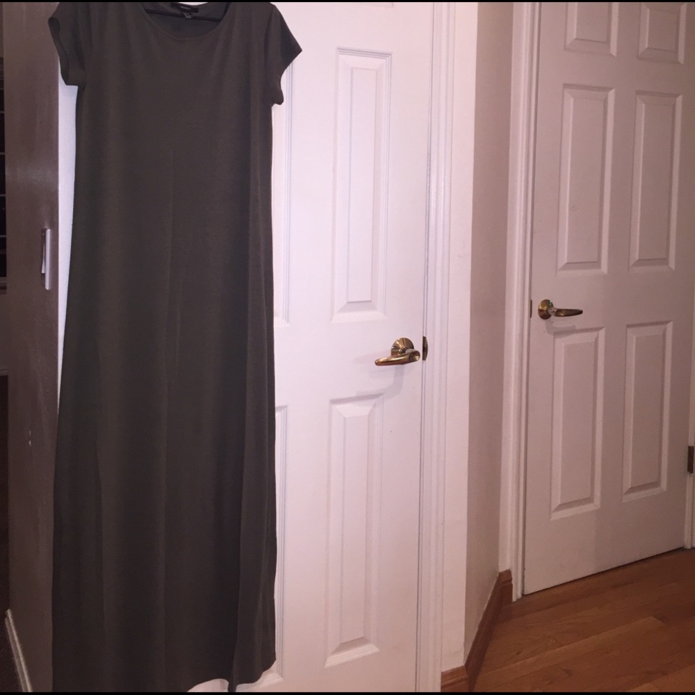 Olive green maxi dress.