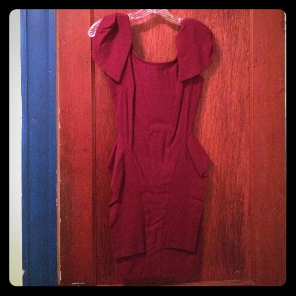 Burgundy Lulu's peplum dress