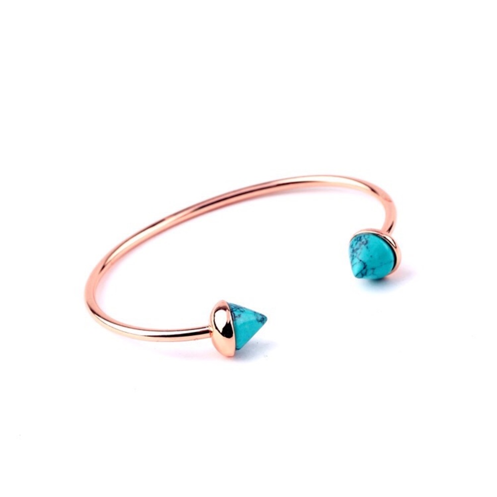 Rose gold+turquoise rivet bangle