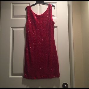 Red sequin dress