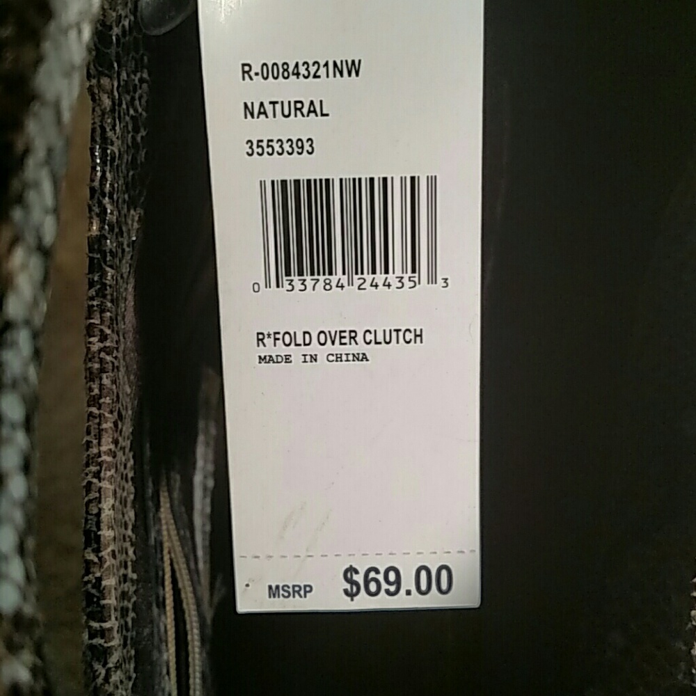 NEW Nine West Black & Gray Snakeskin Clutch - Picture 6 of 6