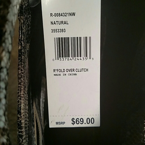 NEW Nine West Black & Gray Snakeskin Clutch - Picture 6 of 6