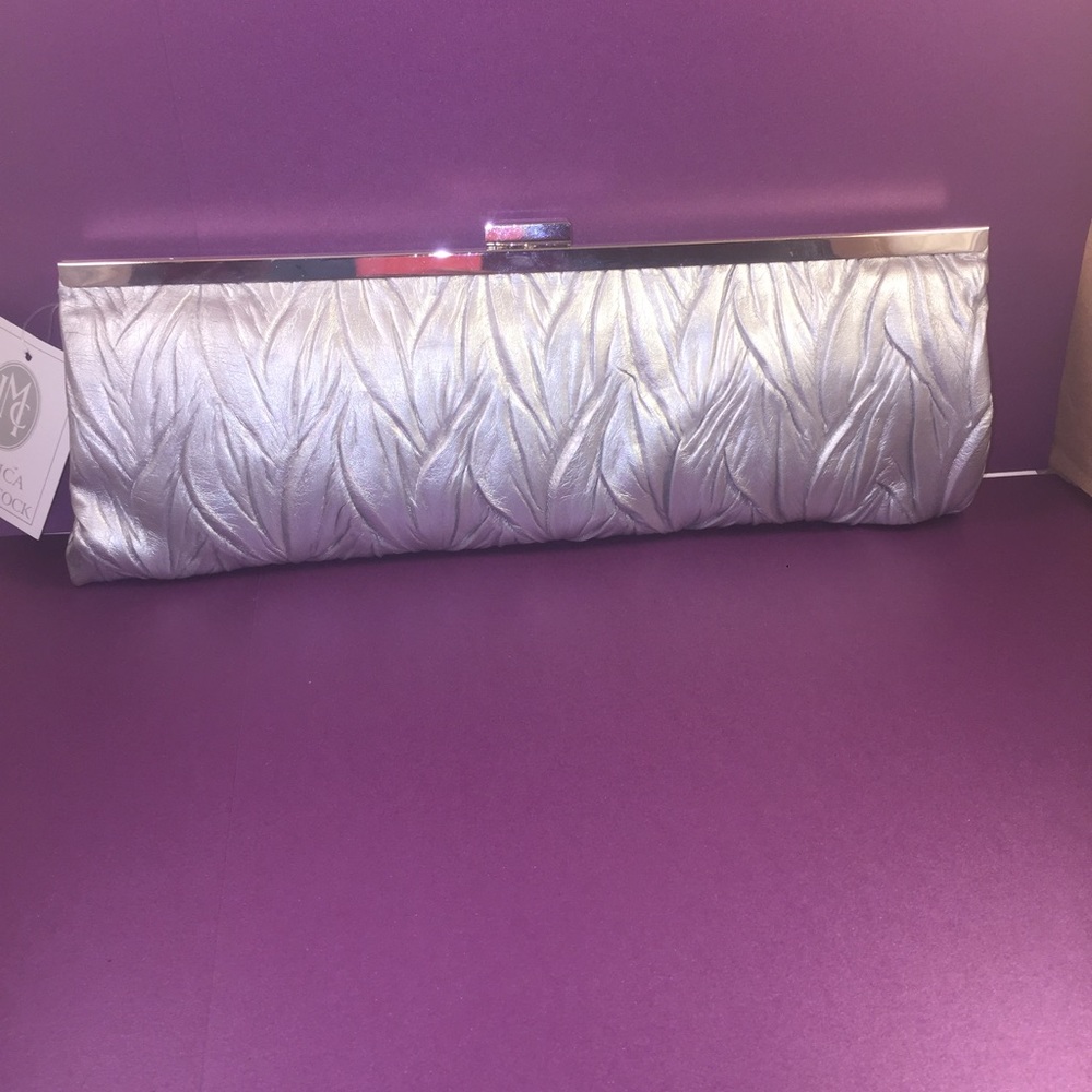 Silver textured clutch evening bag