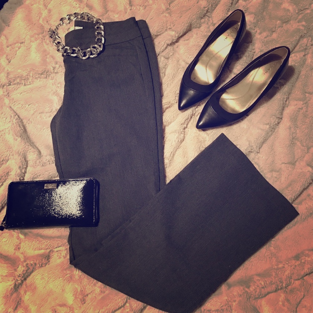 Gray with white pinstripe dress pants. NWOT