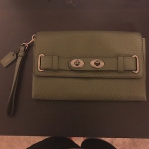 Army Green Coach Wristlet