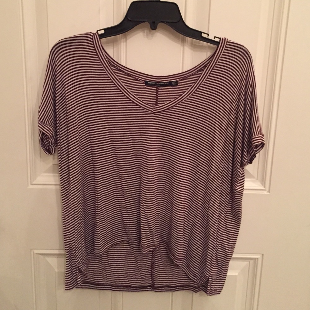 Brandy Melville stripped maroon tshirt