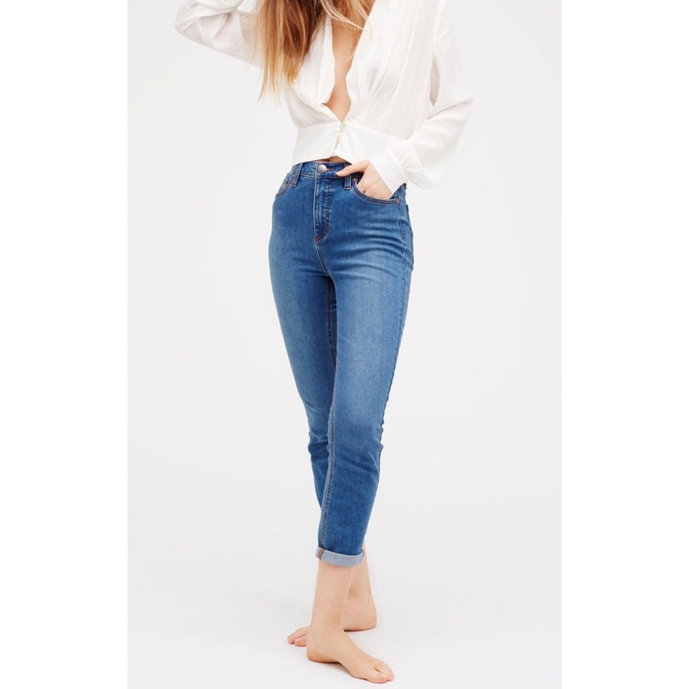 Free People High Rise Roller Skinny Jeans