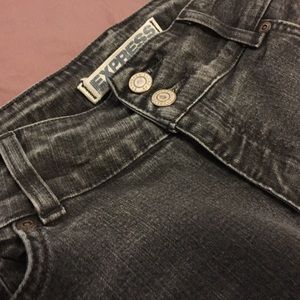 Express Wide Waist Flare Jeans Black Processed 12R