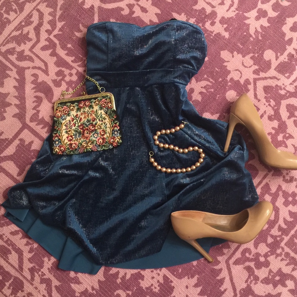 NWT Free People Turquoise Sparkly Party Dress