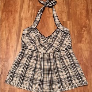 Plaid Anthropologie halter top. Size 12.