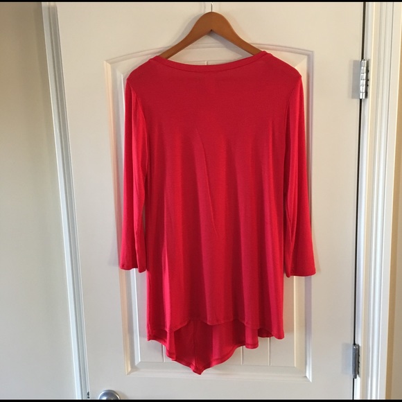 Red Knit Asymmetrical Tunic - Picture 2 of 4