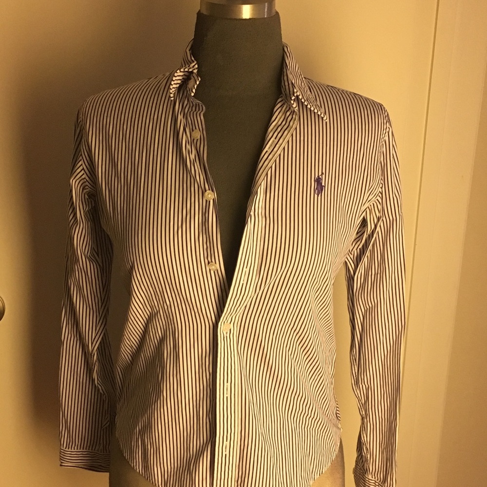 Purple & White stripe Ralph Lauren Oxford
