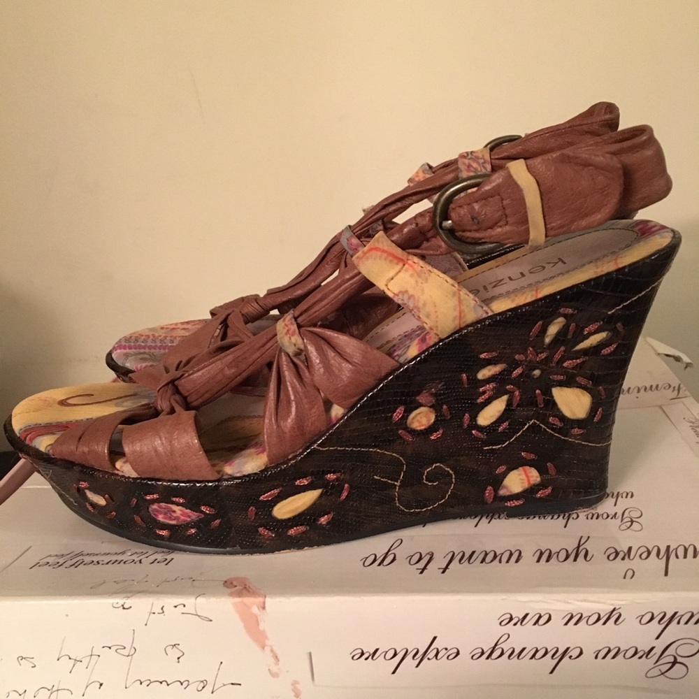 Kenzie Hamer Tan Wedge Sandals