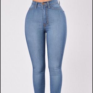 Classic High Waist Skinny Jeans - Medium Blue