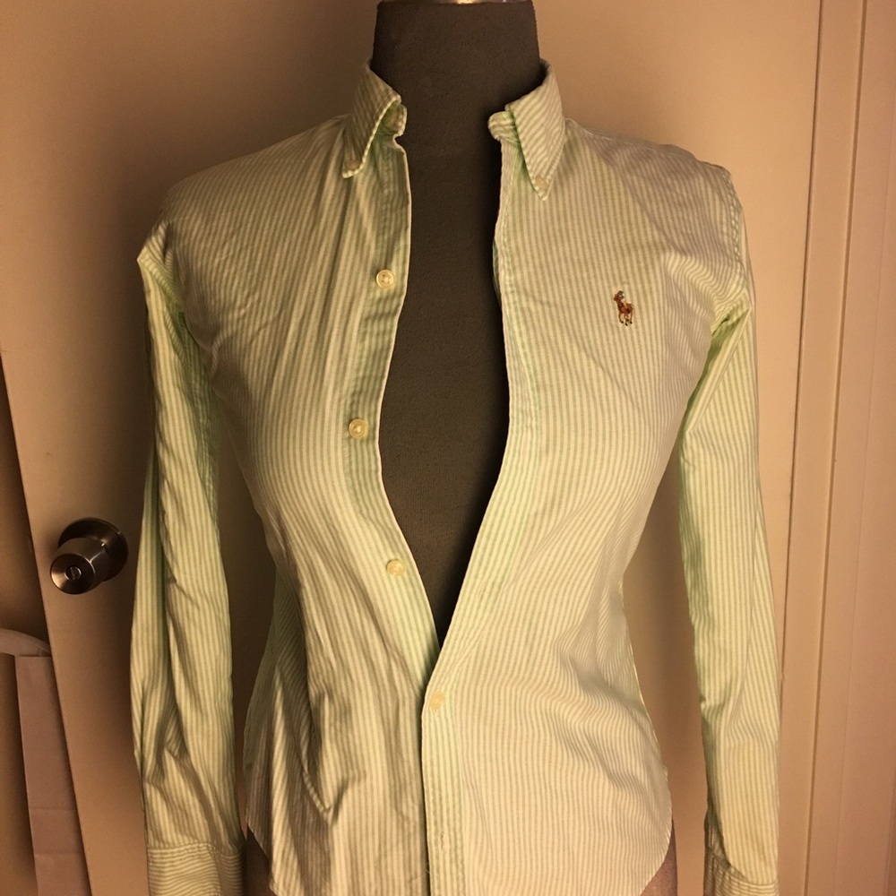 Green & White Stripe Ralph Lauren Oxford