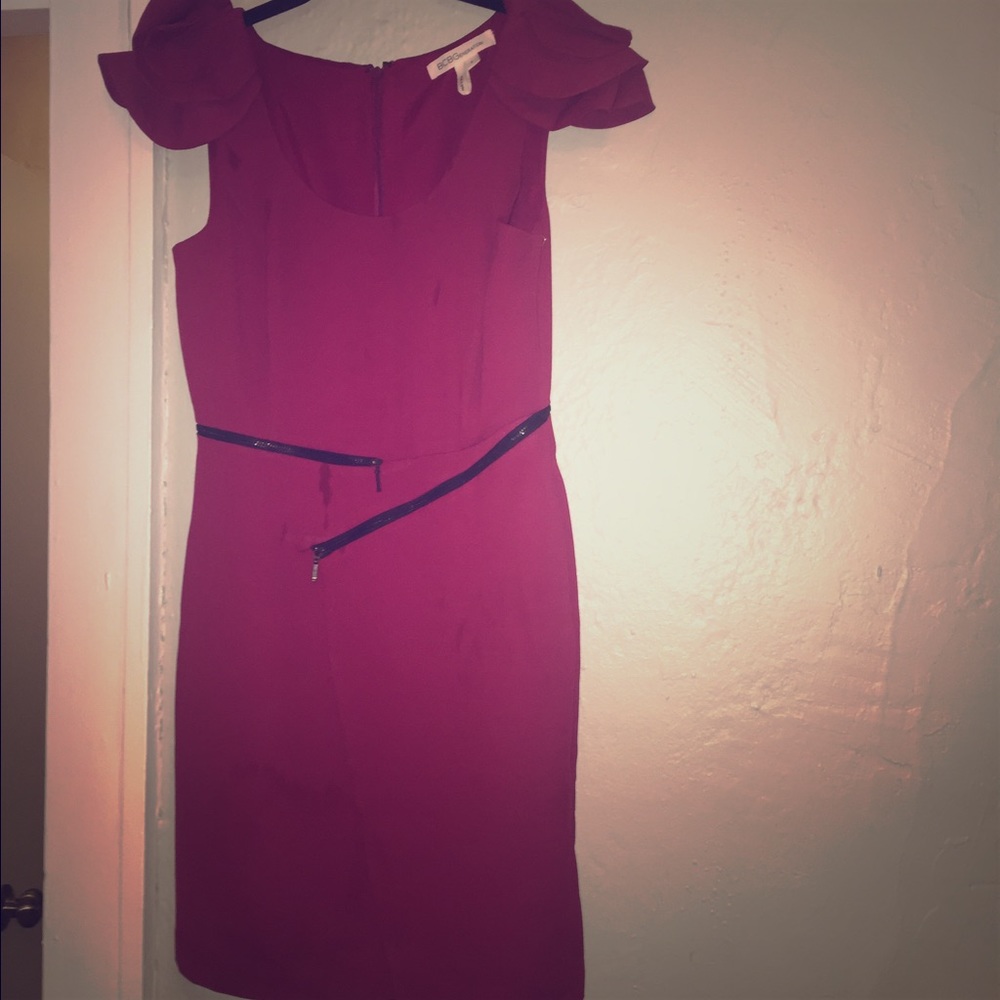 BCBG ruffle shoulder dress