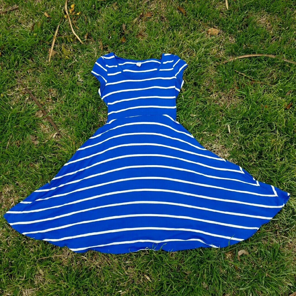 Blue and White Striped Dress