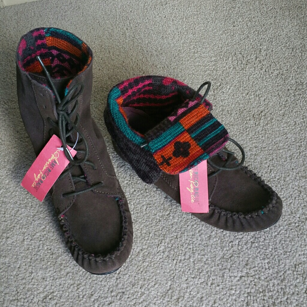 American Rag Ankorl Brown Moccasin Ankle Boots,5.5