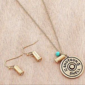 12 GAUGE SHOTGUN SHELL NECKLACE AND EARRING SET