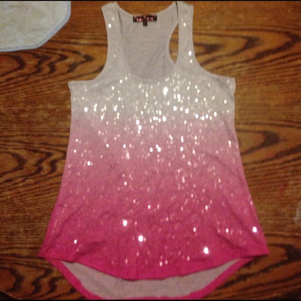 NWOT Large Almost Famous Ombré Sequin Tank Top