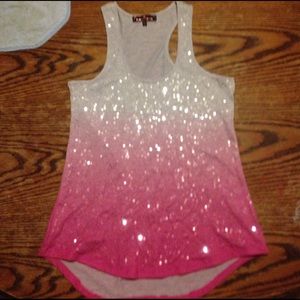 NWOT Large Almost Famous Ombré Sequin Tank Top