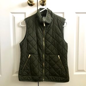 Olive green quilted vest