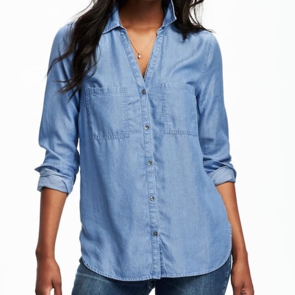 Old Navy Tops - Old Navy Classic Chambray Tencel Shirt. Size L