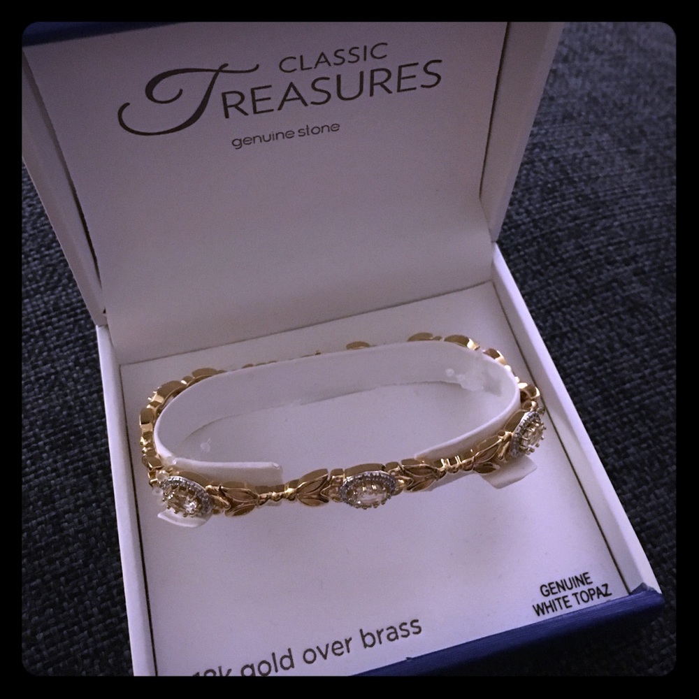 Women's genuine White topaz bracelet