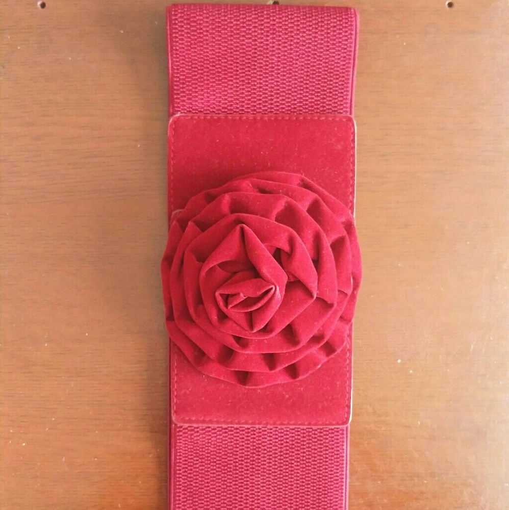 Red Flower Velcro Belt