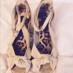 Cream wedge heels