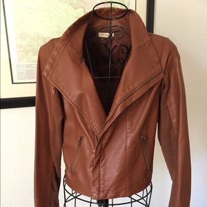 Brown Faux Leather Jacket.