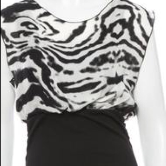 Alice + Olivia dress w/ zebra print, side ruching - Picture 8 of 11